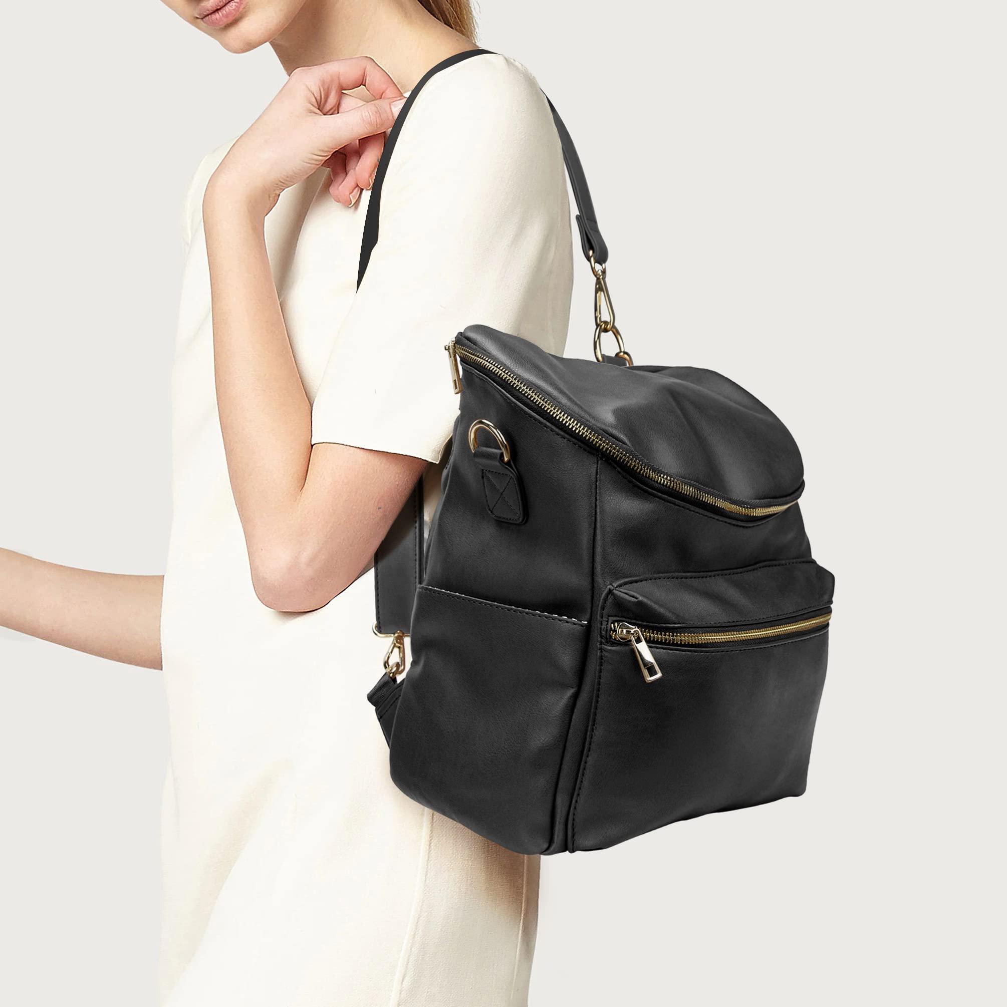 Minsong diaper bag backpack includes changing pad for on-the-go changes.