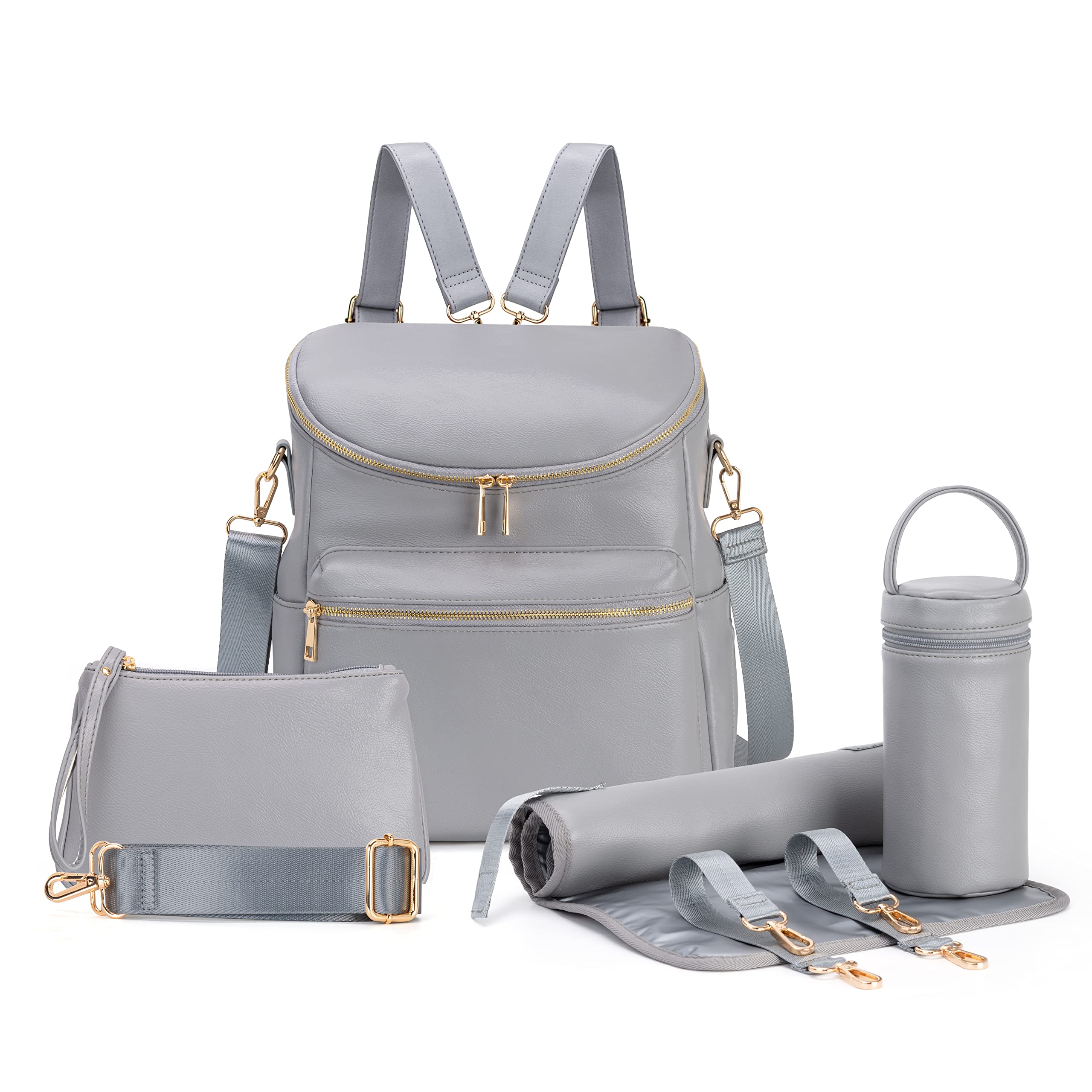 Minsong diaper bag backpack in dark grey fabric keeps essentials organized on the go