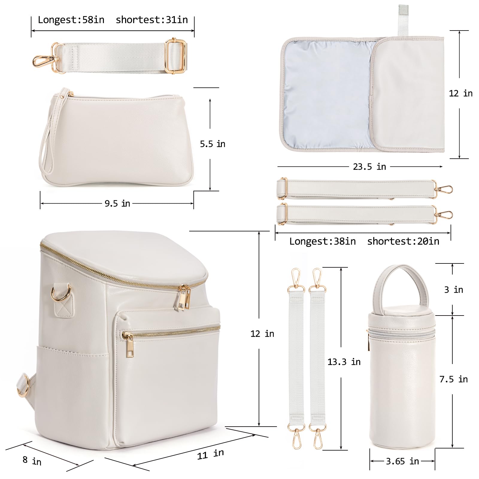 Minsong diaper bag backpack insulated bottle compartment keeps drinks cool on outings.