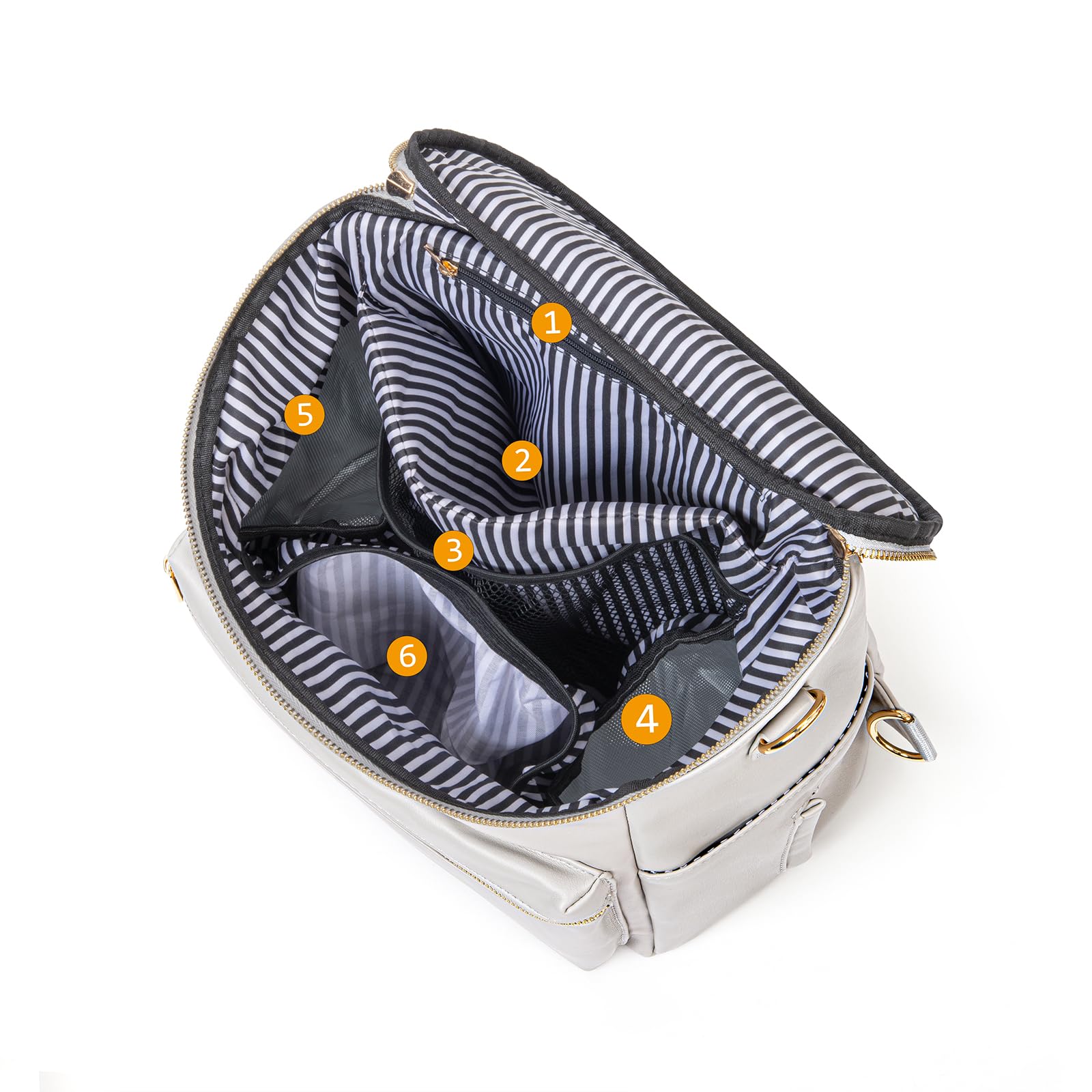 Minsong diaper bag backpack organized pockets offer quick access to baby essentials.