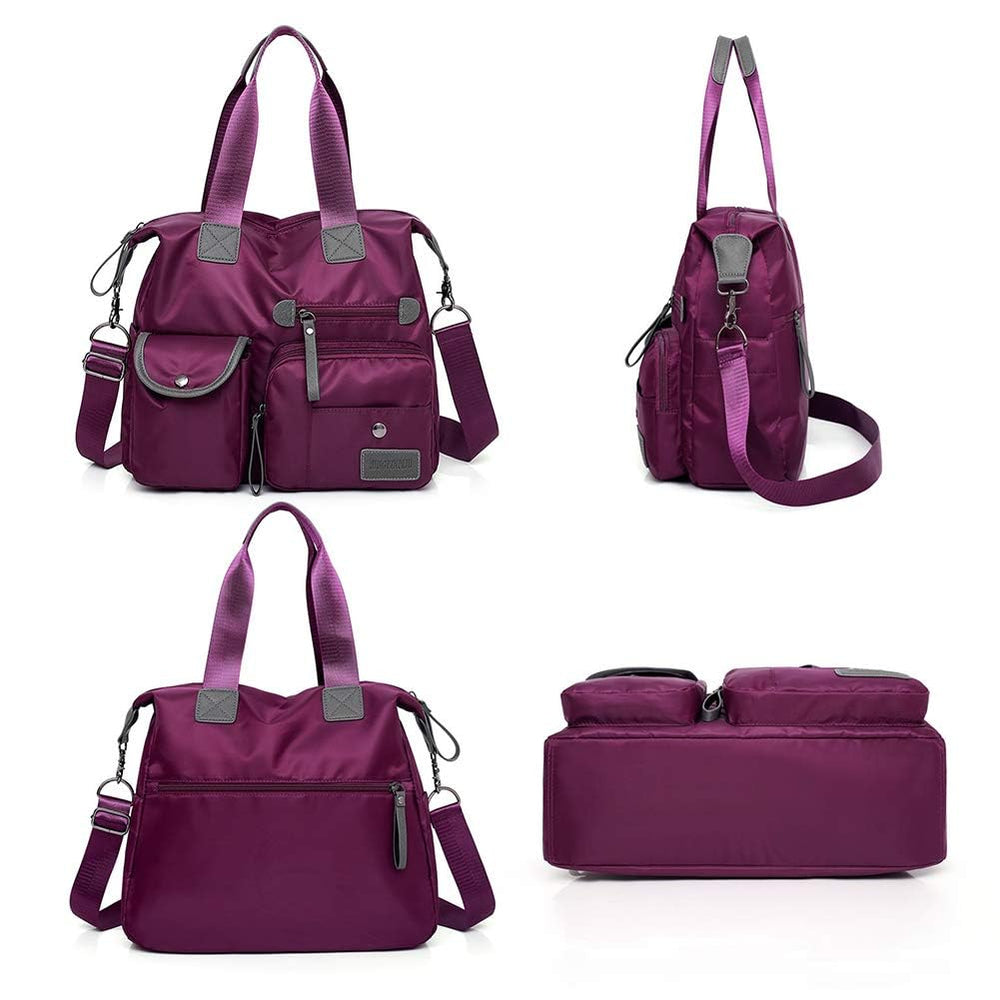 MINTEGRA Nylon Tote Bag exterior pockets provide quick access for keys and cards