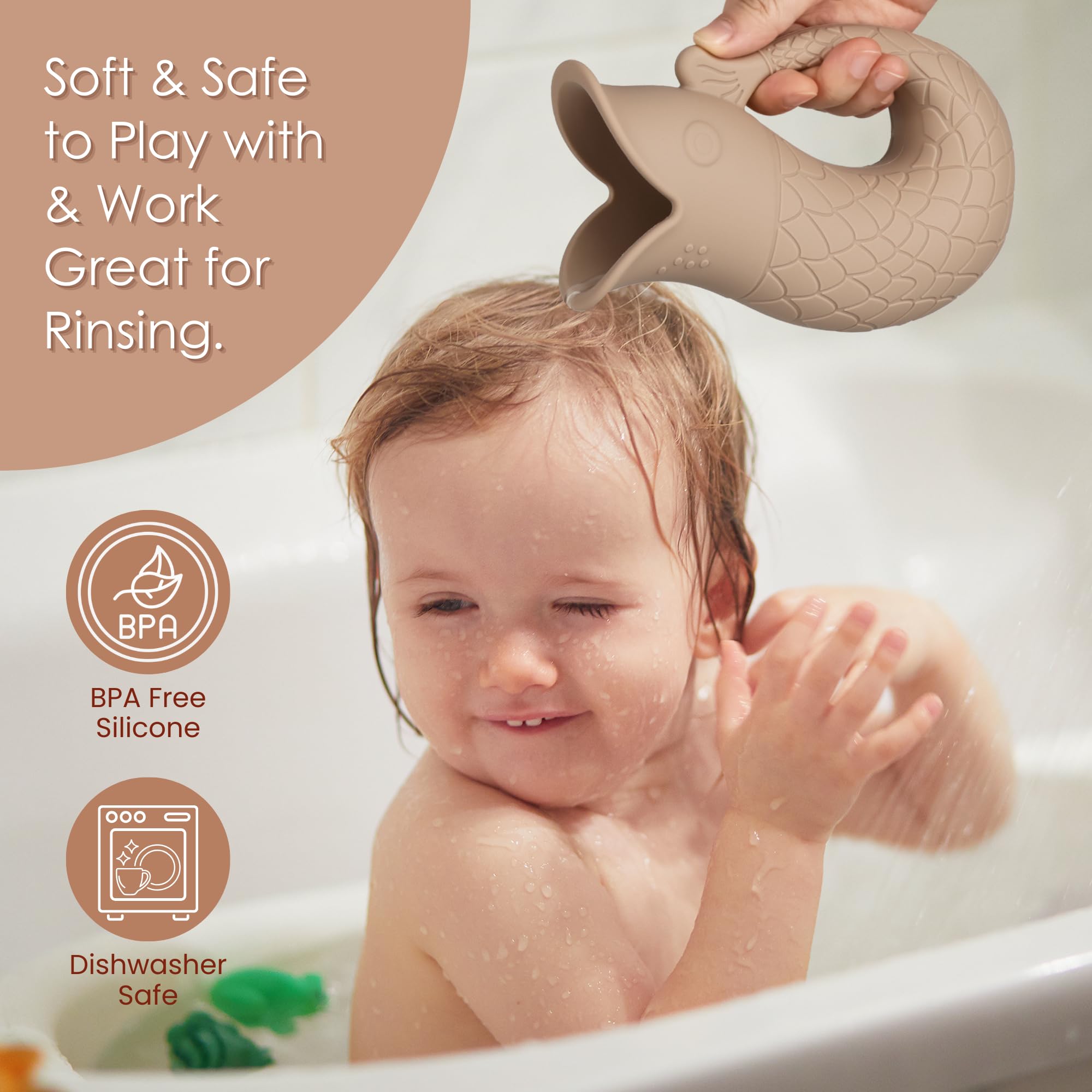 Mintlyfe rinse cup with ergonomic textured handle for secure grip during bath rinsing.