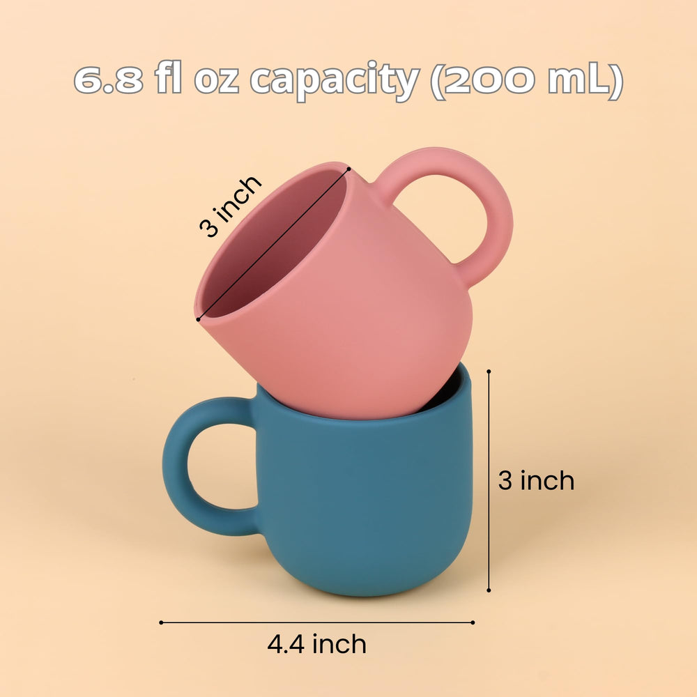 Mintlyfe pack-2 silicone mug close-up; ergonomic design for little hands.