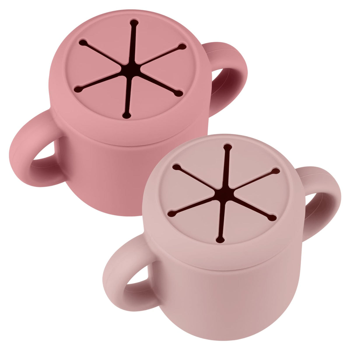 Mintlyfe snack cups blush mauve pack with easy-grip handles for toddler snacking
