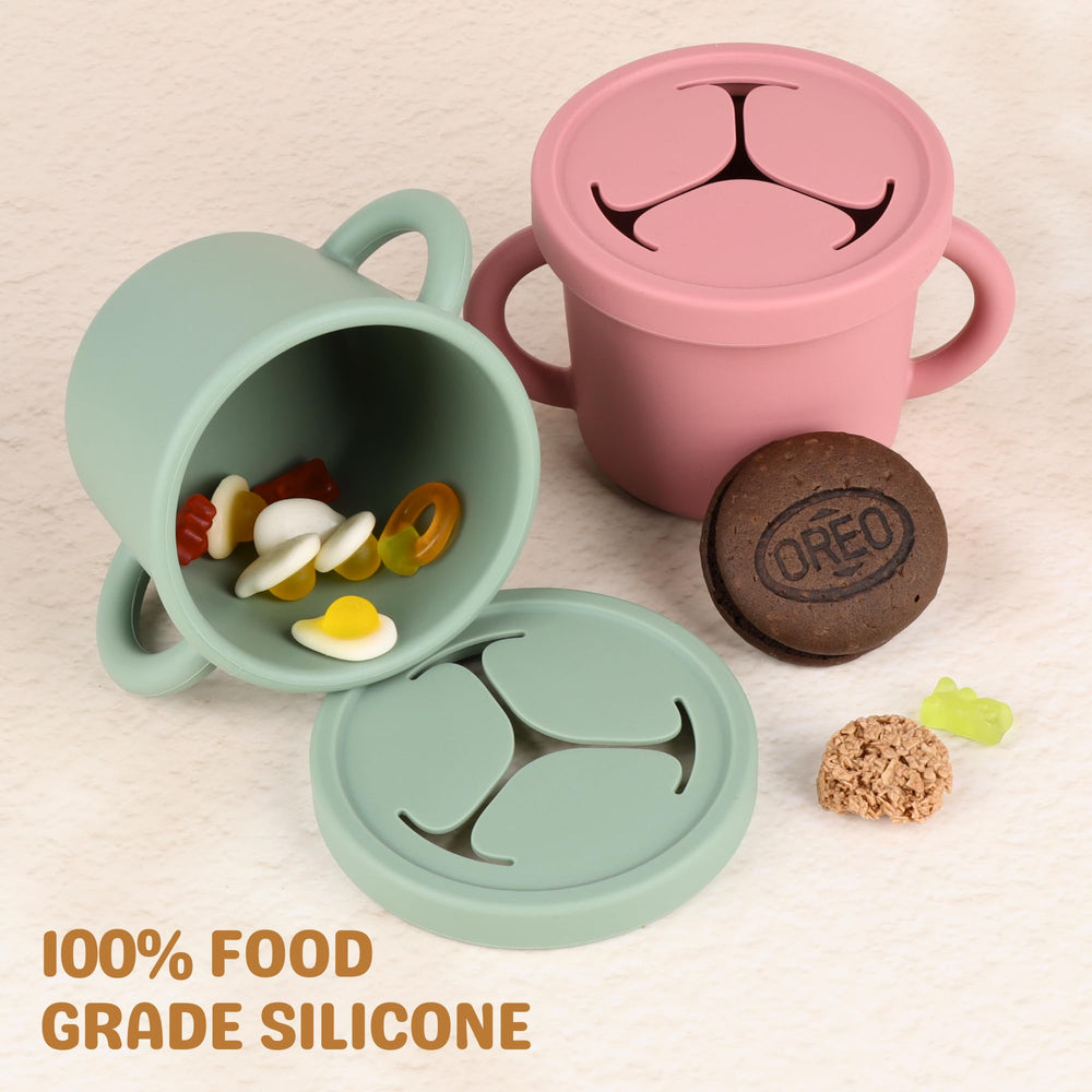 Mintlyfe snack cups open-cap with snack inside signals mess-free meal time.