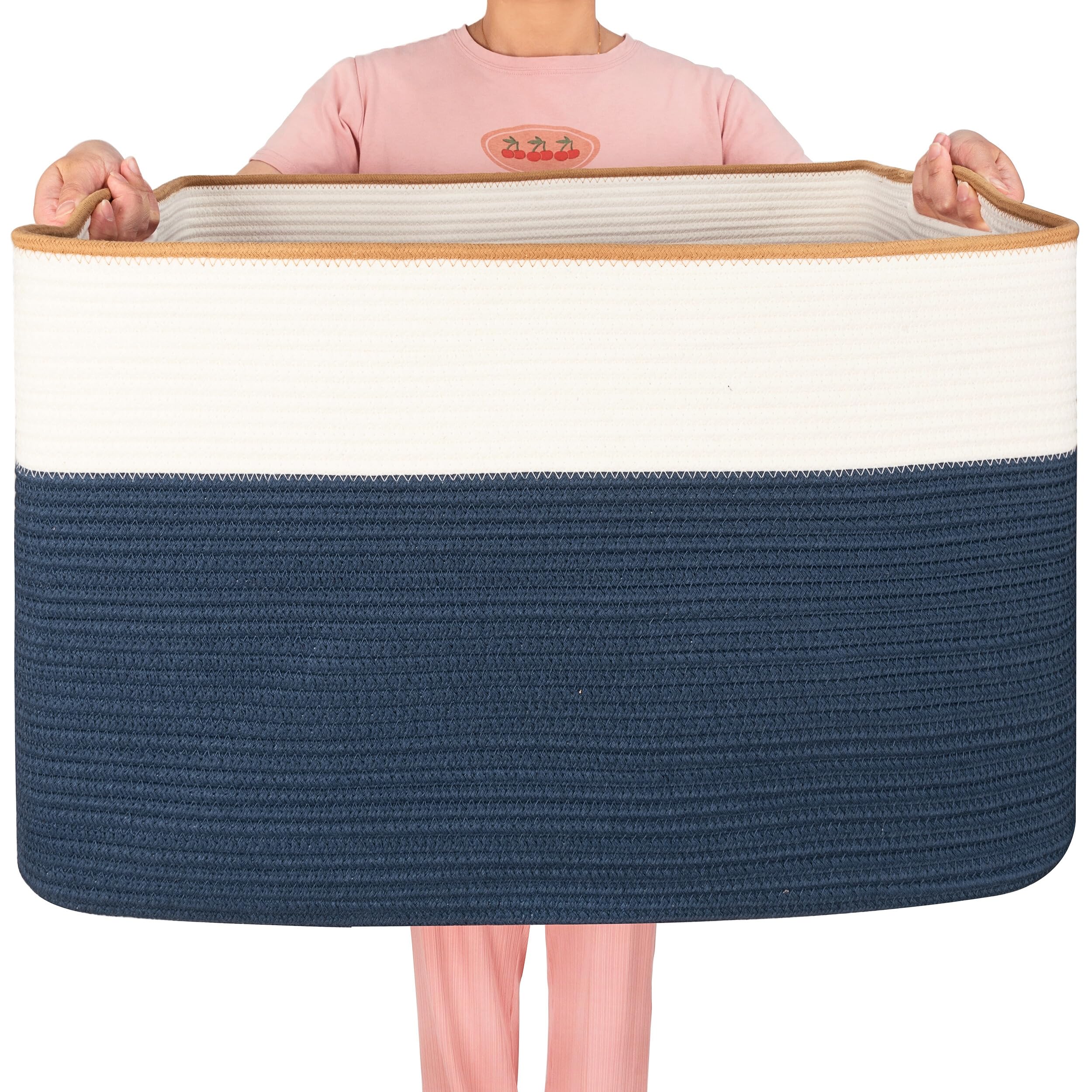 MINTWOOD Design 112L blanket basket front view showing spacious storage for bulky throws
