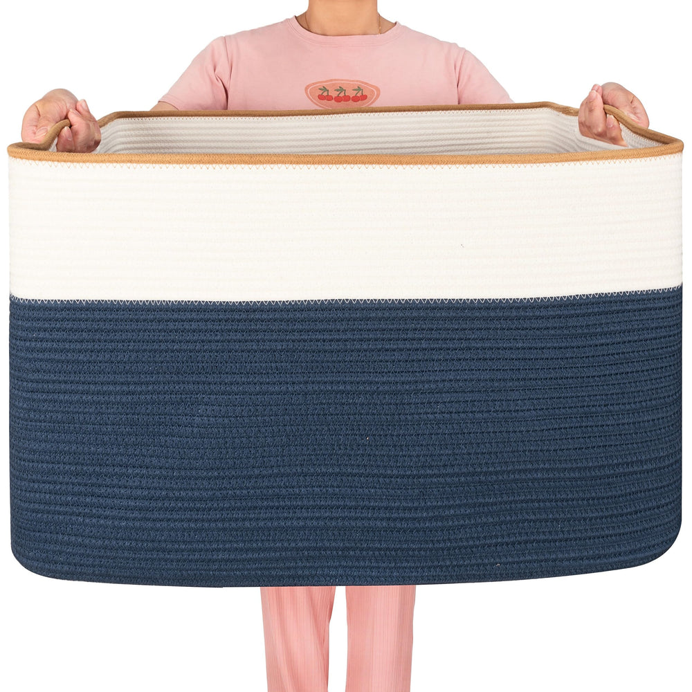 MINTWOOD Design 112L blanket basket front view showing spacious storage for bulky throws