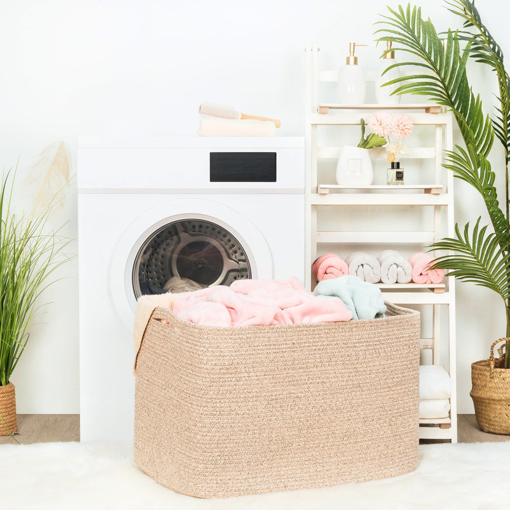 MINTWOOD Design rectangle basket ideal for towel storage in bathrooms.