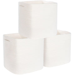 MINTWOOD Design 11x11 cube bin woven cream stack for organized shelves