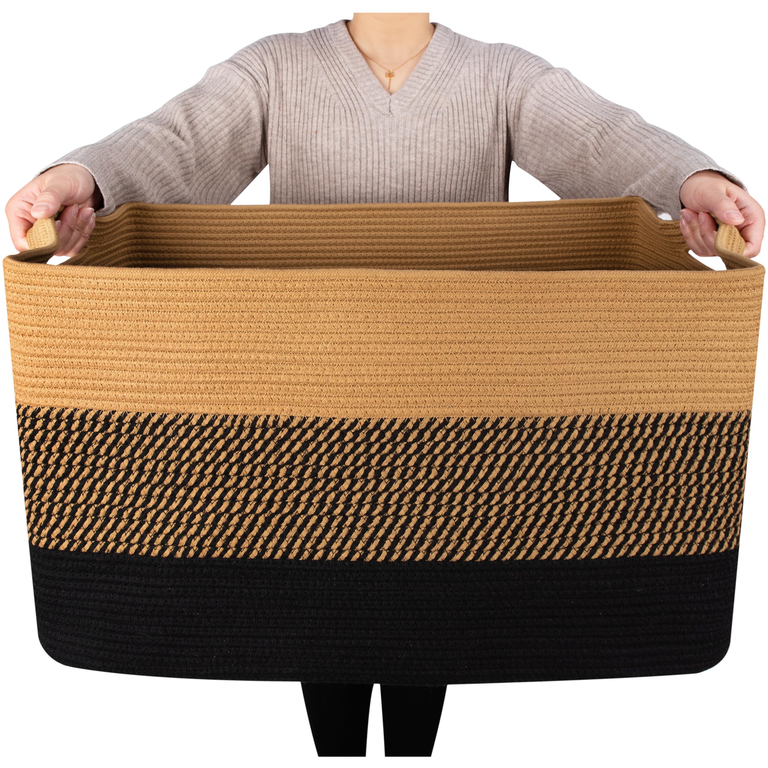 MINTWOOD Design blanket basket front view with large capacity for blankets
