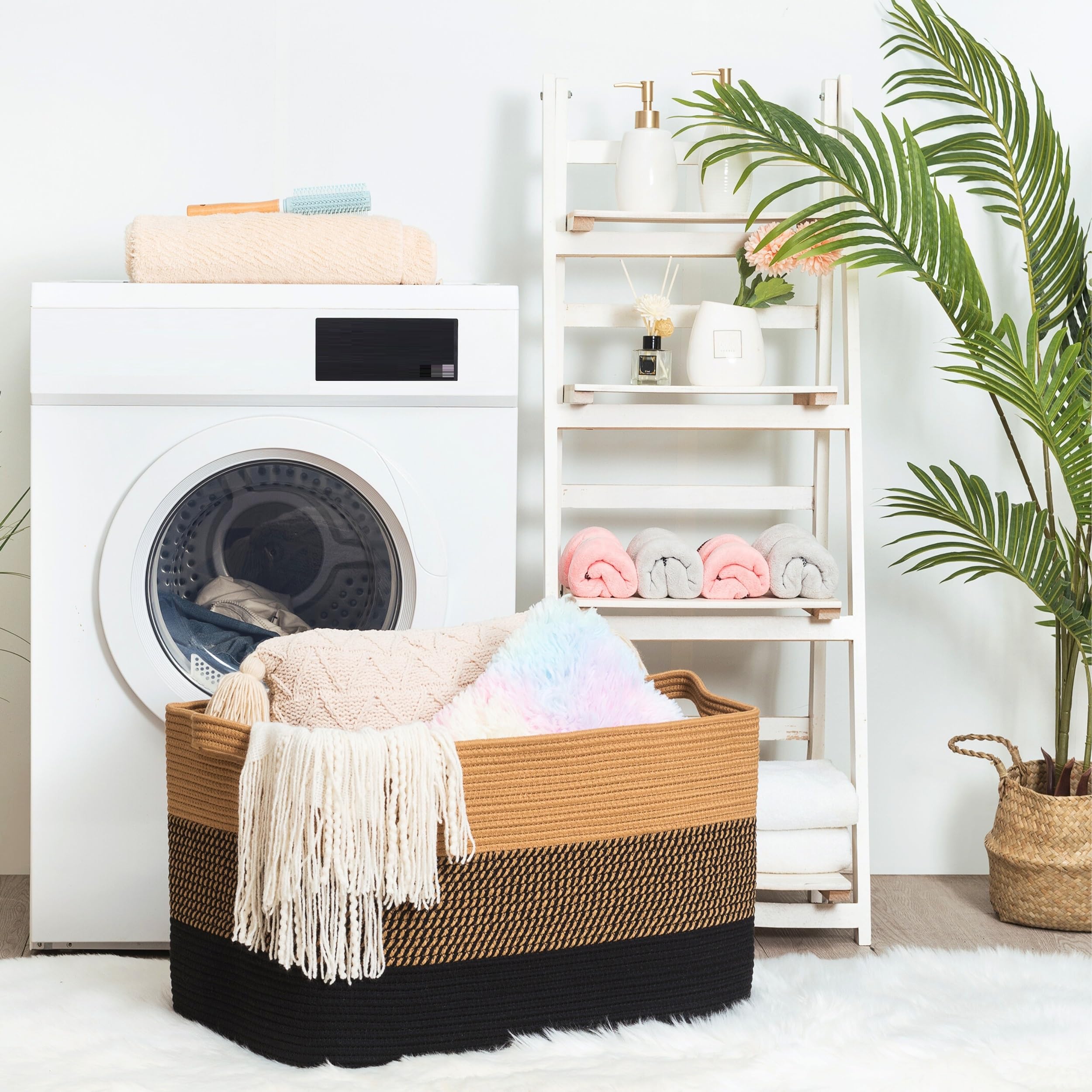 MINTWOOD Design blanket basket in living room decor as versatile organizer