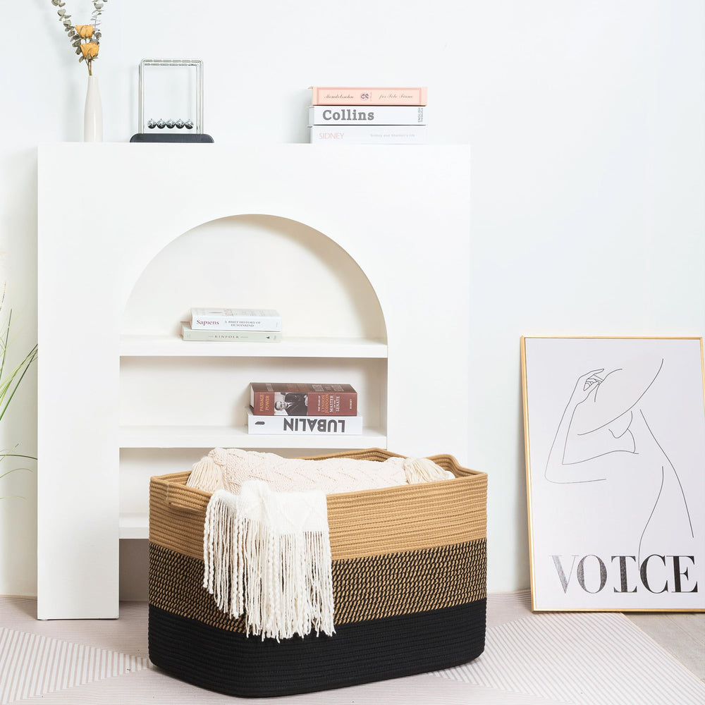 MINTWOOD Design blanket basket storing towels for bathroom or utility use