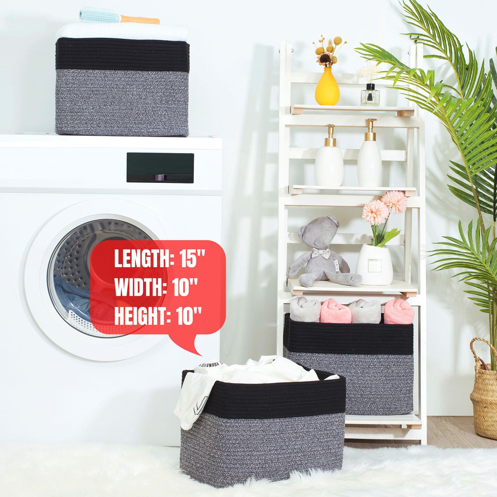 MINTWOOD Design 3-Pack Baskets collapsible for compact storage when not in use.