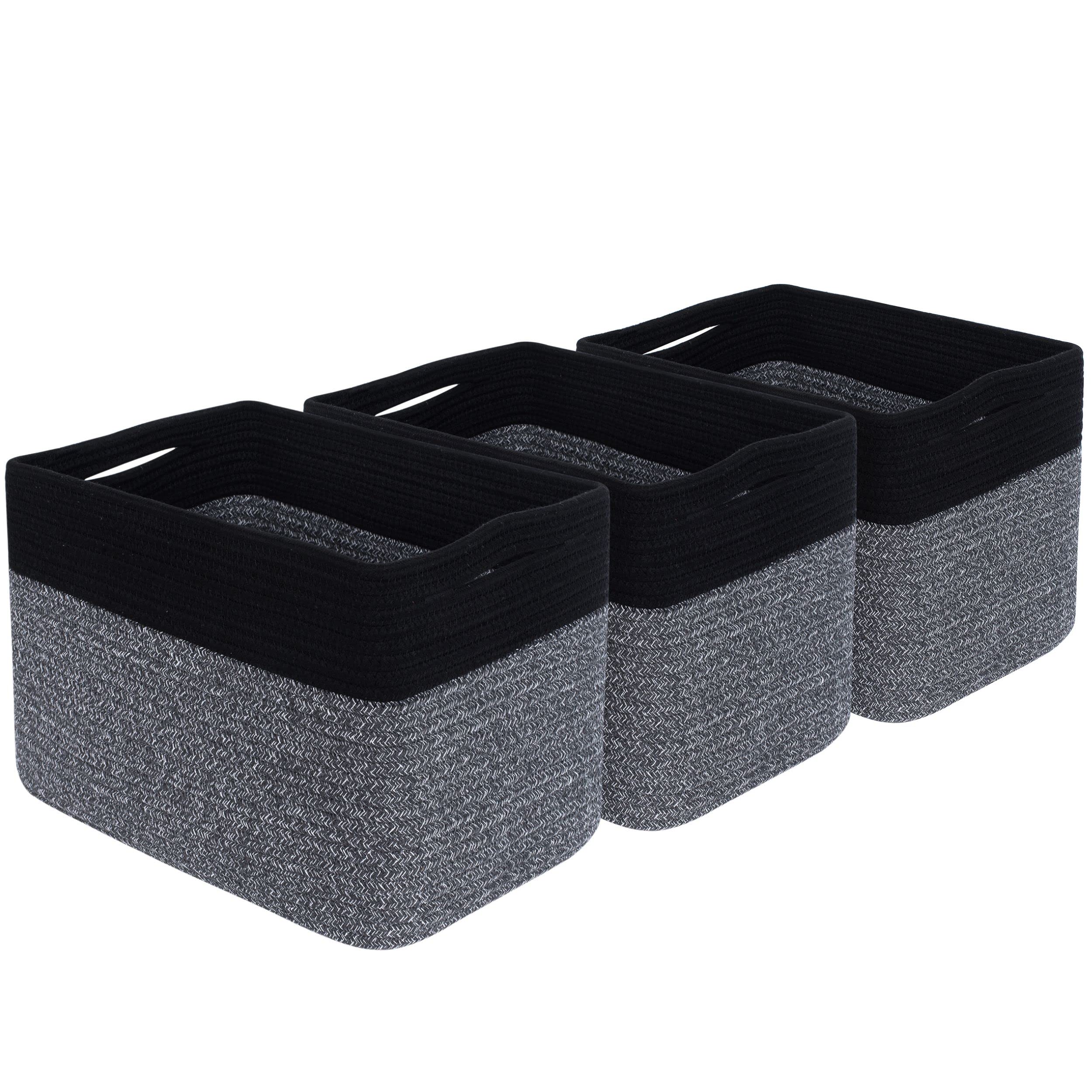 MINTWOOD Design 3-Pack Baskets measure 15x10x10 inches for ample space.