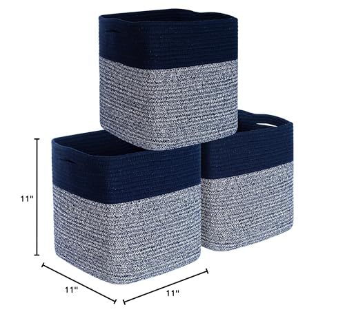 MINTWOOD Design navy woven cube bin closet display keeps essentials tidy