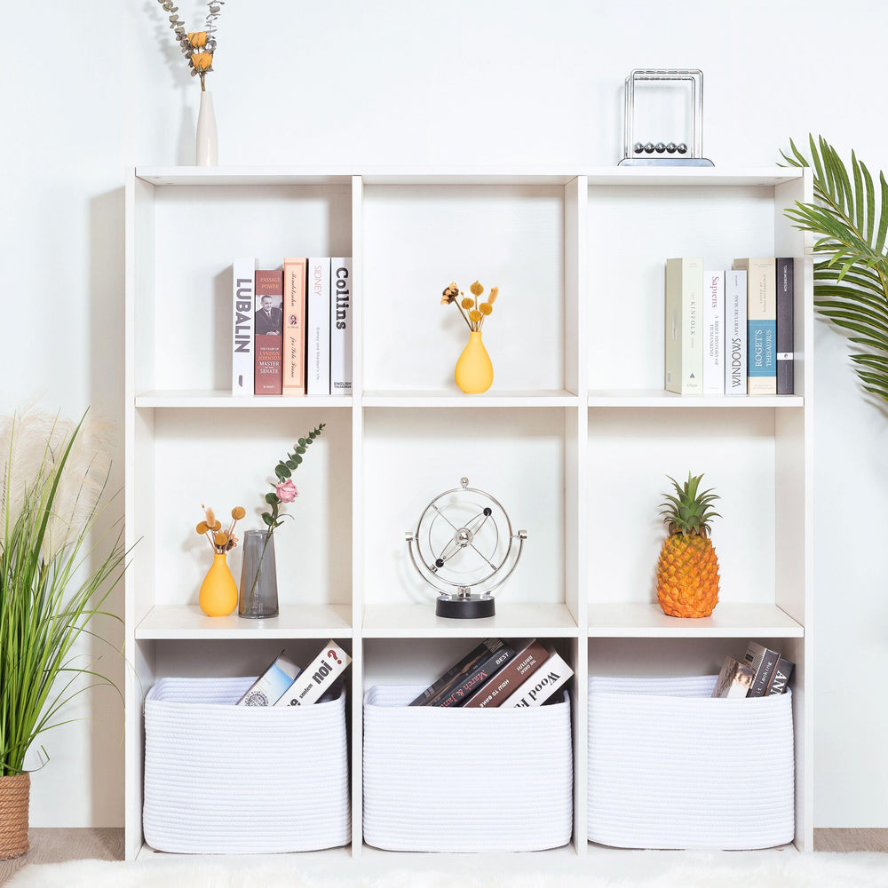 MINTWOOD Design baskets with slit handles enable easy transport and clutter containment.