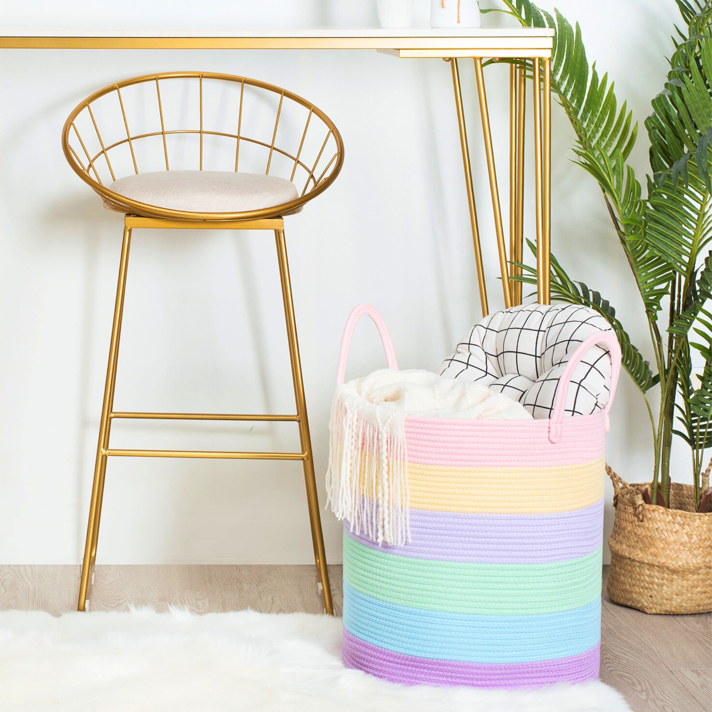 MINTWOOD Design 60L pastel rainbow storage adds decorative order to any space.