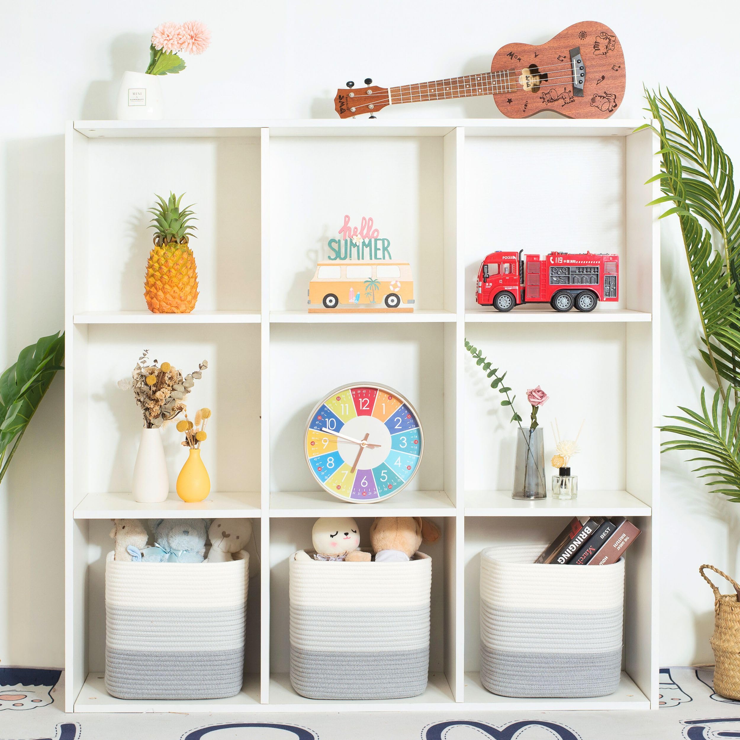 MINTWOOD Design cube bin 11x11 unfolded side view highlights decorative storage in living spaces.