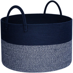 MINTWOOD Design extra-large basket navy blue front view shows roomy storage for bulky items