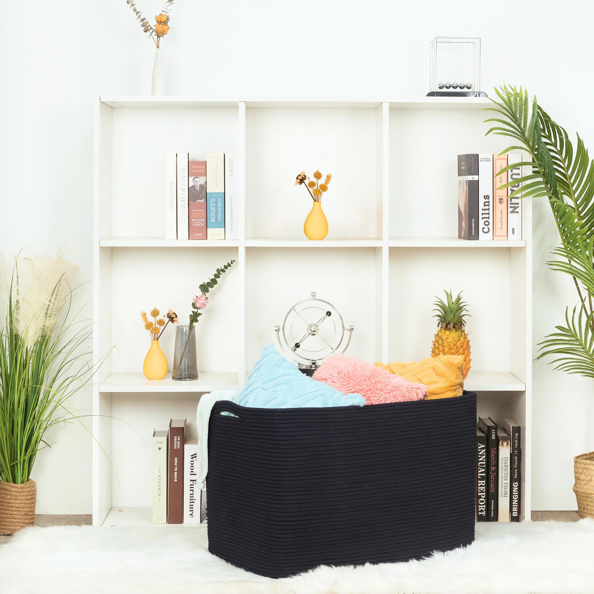 MINTWOOD Design foldable storage basket staged for travel and quick packing.