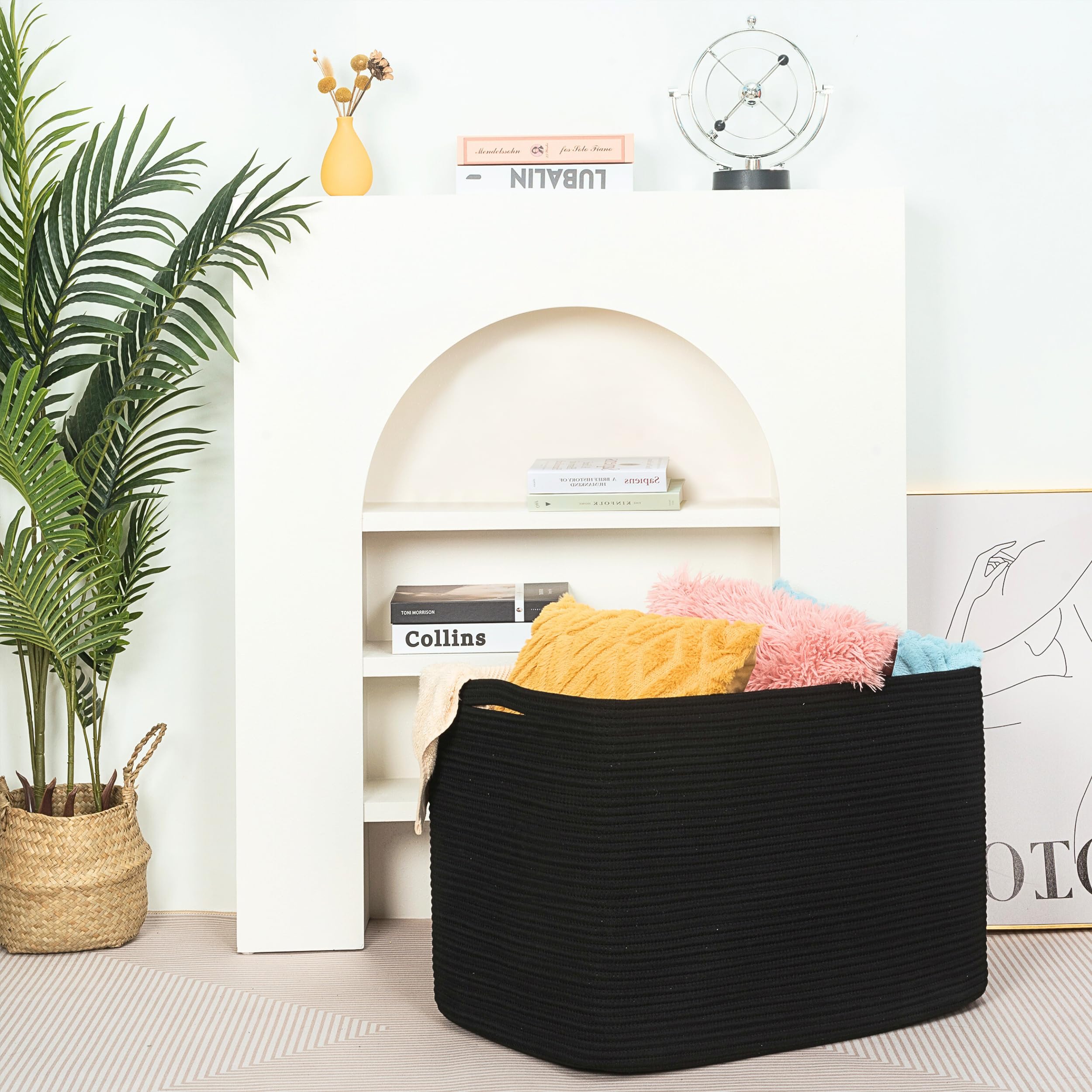 MINTWOOD Design large basket packaging crease view, noting fold-flat storage when not in use.