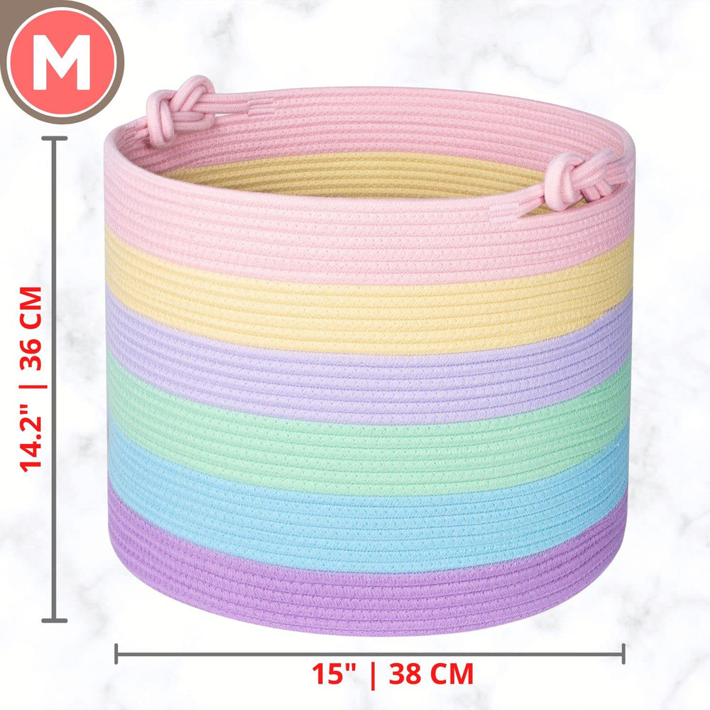 MINTWOOD Design MD-135 collapsible cotton rope basket folds for compact storage