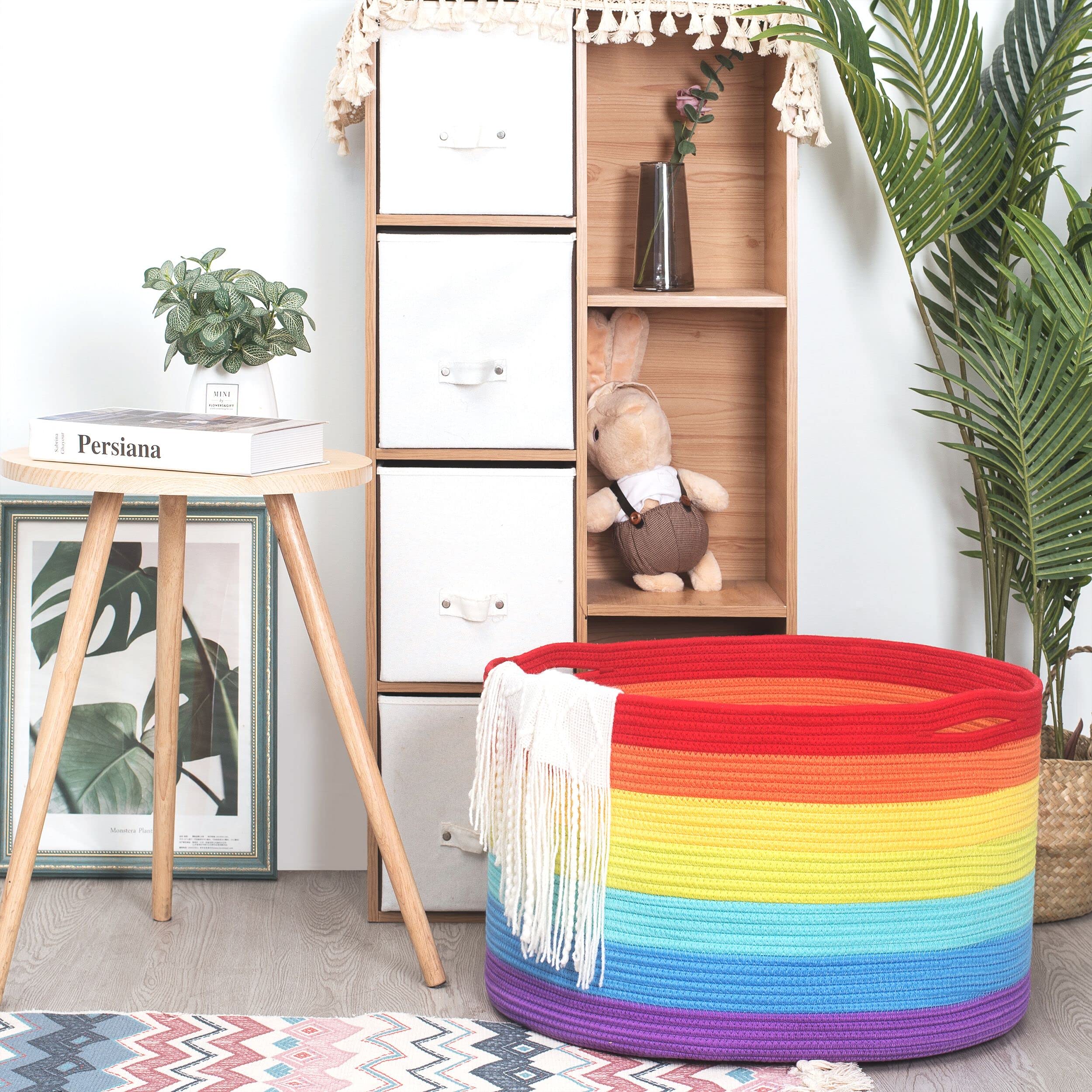 MINTWOOD Design rainbow basket collapsible design saves space when not in use