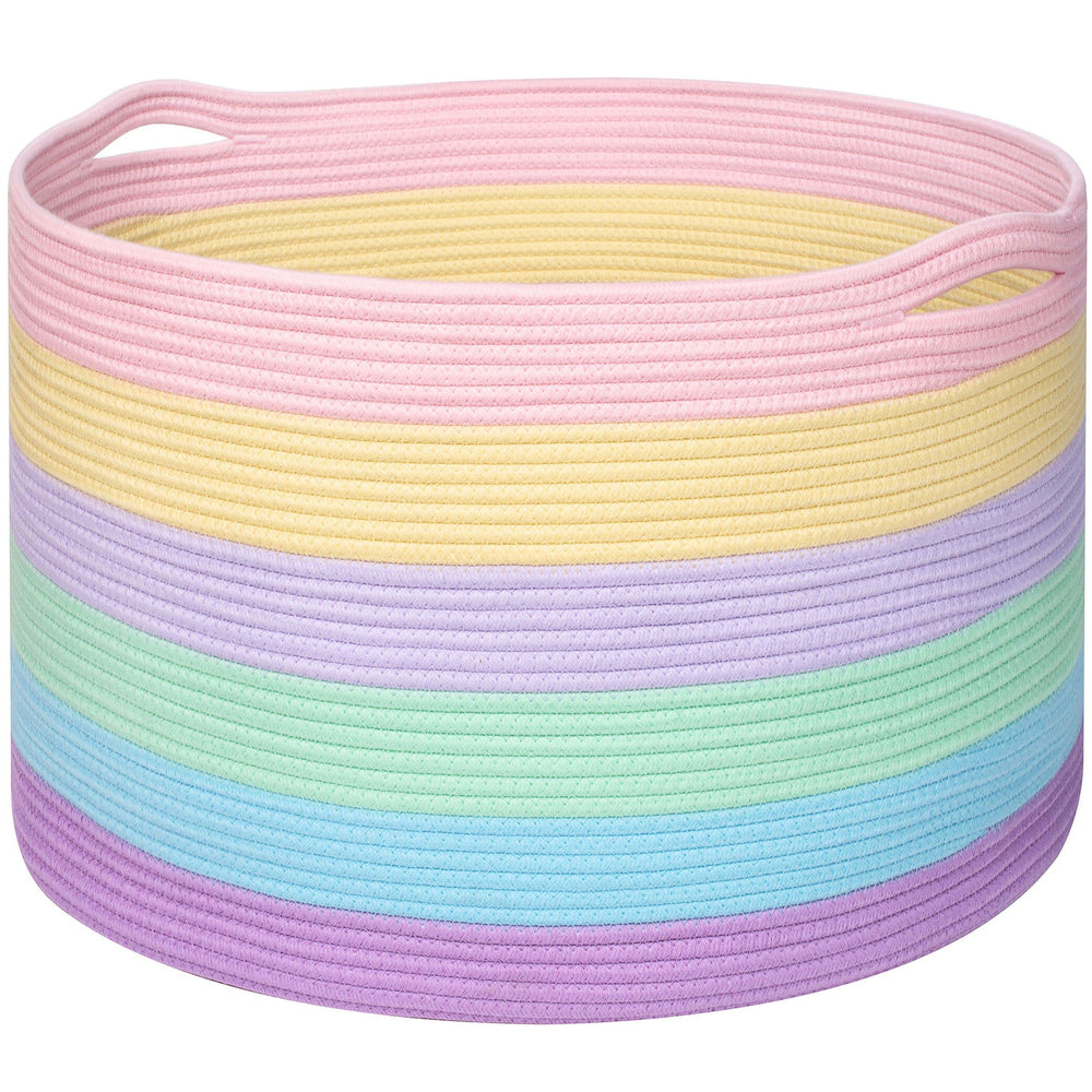MINTWOOD Design Rainbow Basket toy storage idea for playrooms and bedrooms.