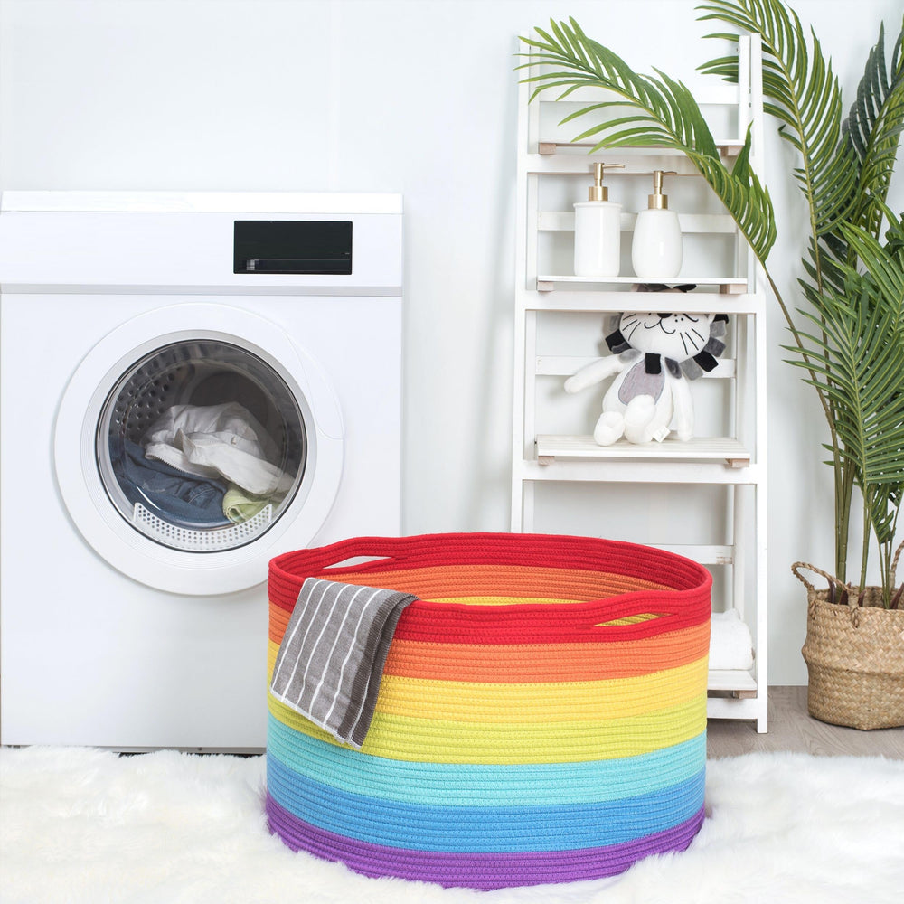 MINTWOOD Design rainbow basket handles shown for easy carrying