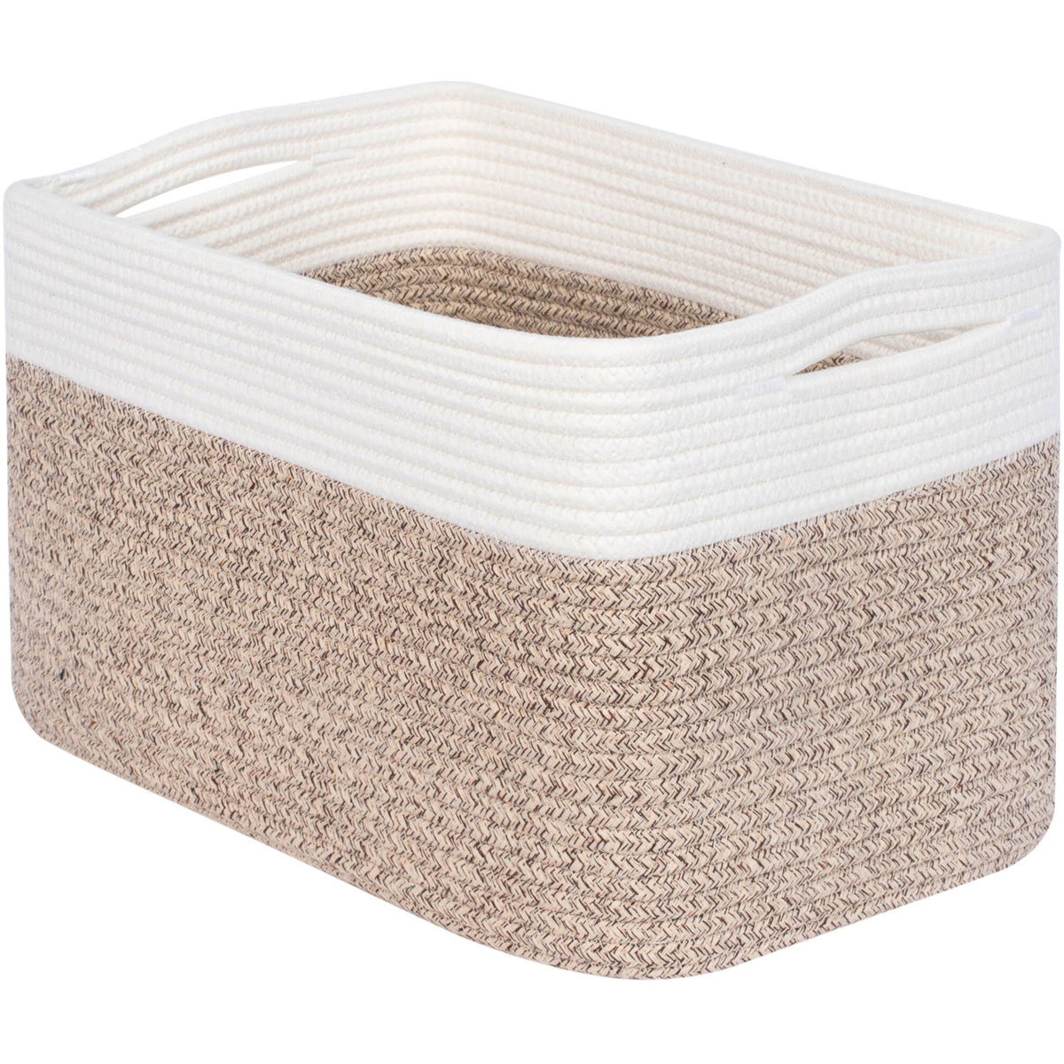 Mintwood Design storage basket on a shelf for tidy organization with natural woven texture.
