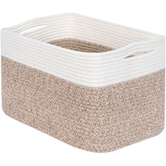 Mintwood Design storage basket on a shelf for tidy organization with natural woven texture.