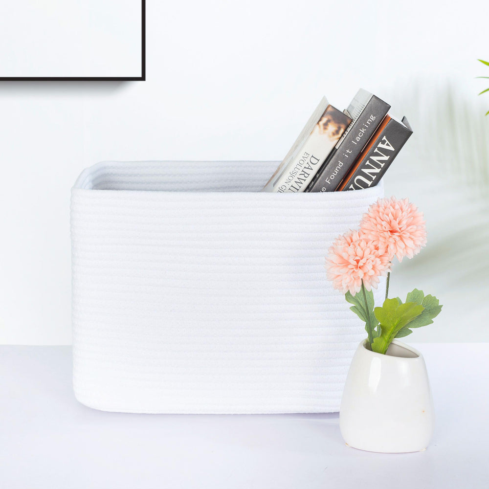 MINTWOOD Design woven storage baskets decorate a display while adding texture.