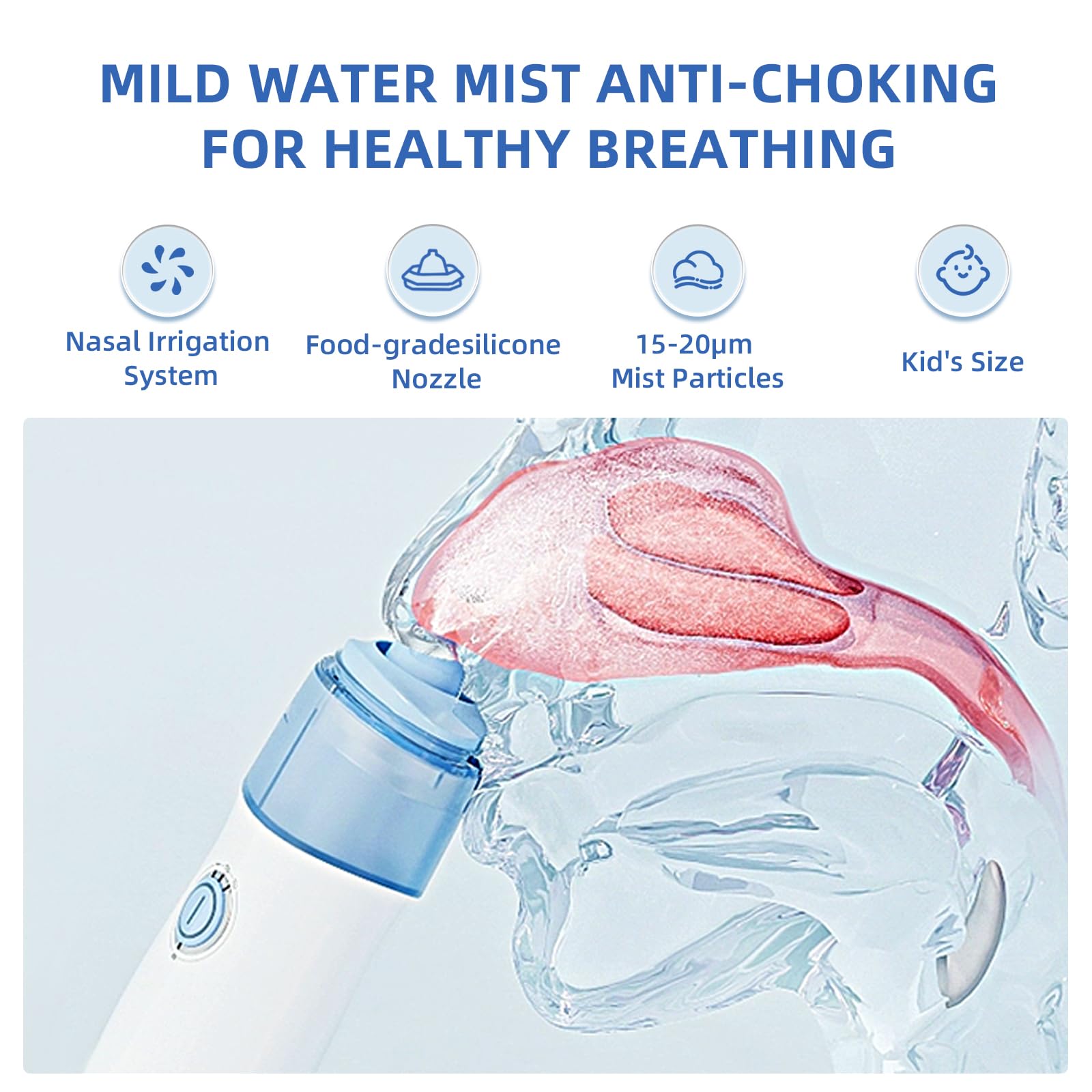 MIORIT nasal spray irrigator side panel showing ergonomic controls for easy operation