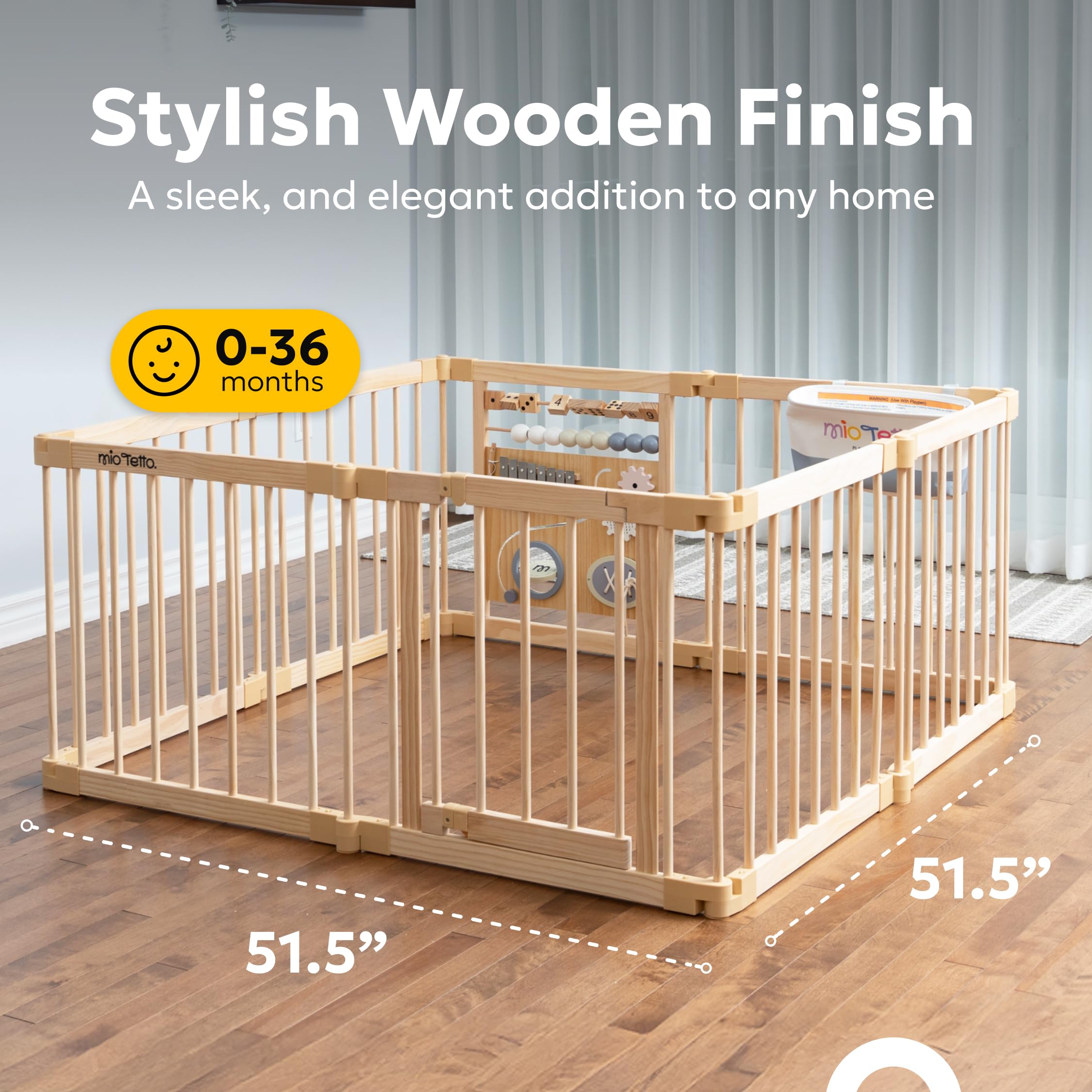 MioTetto Gate-style play yard: versatile space for parental supervision.