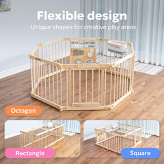 MioTetto Wooden Playpen Montessori board engages early learning through hands-on activities.