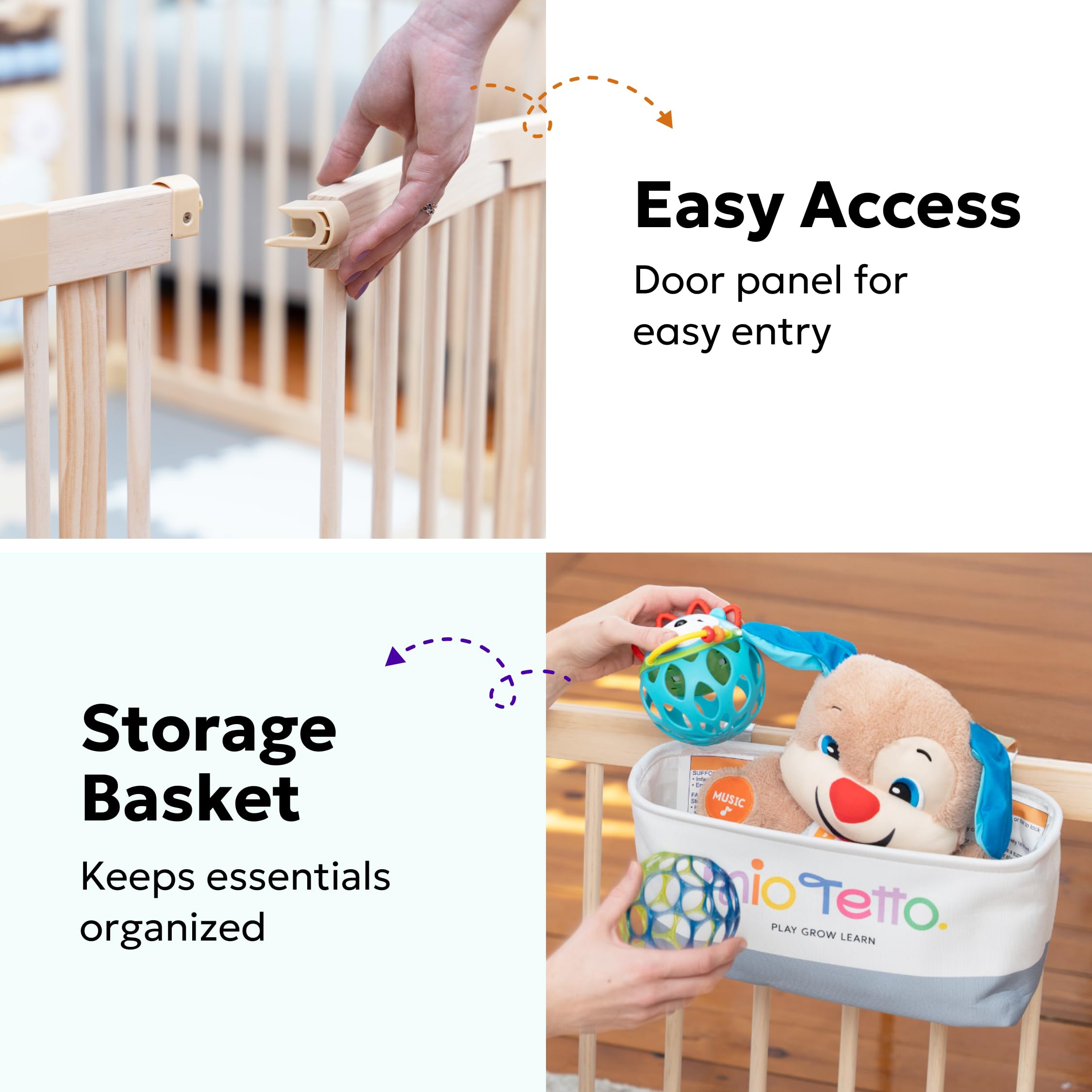 MioTetto Activity board engagement: built-in toys support sensory development and coordination.