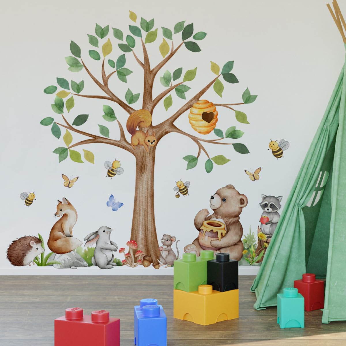 Mirabuy mushrooms and leafy details enrich the forest backdrop for creative exploration.