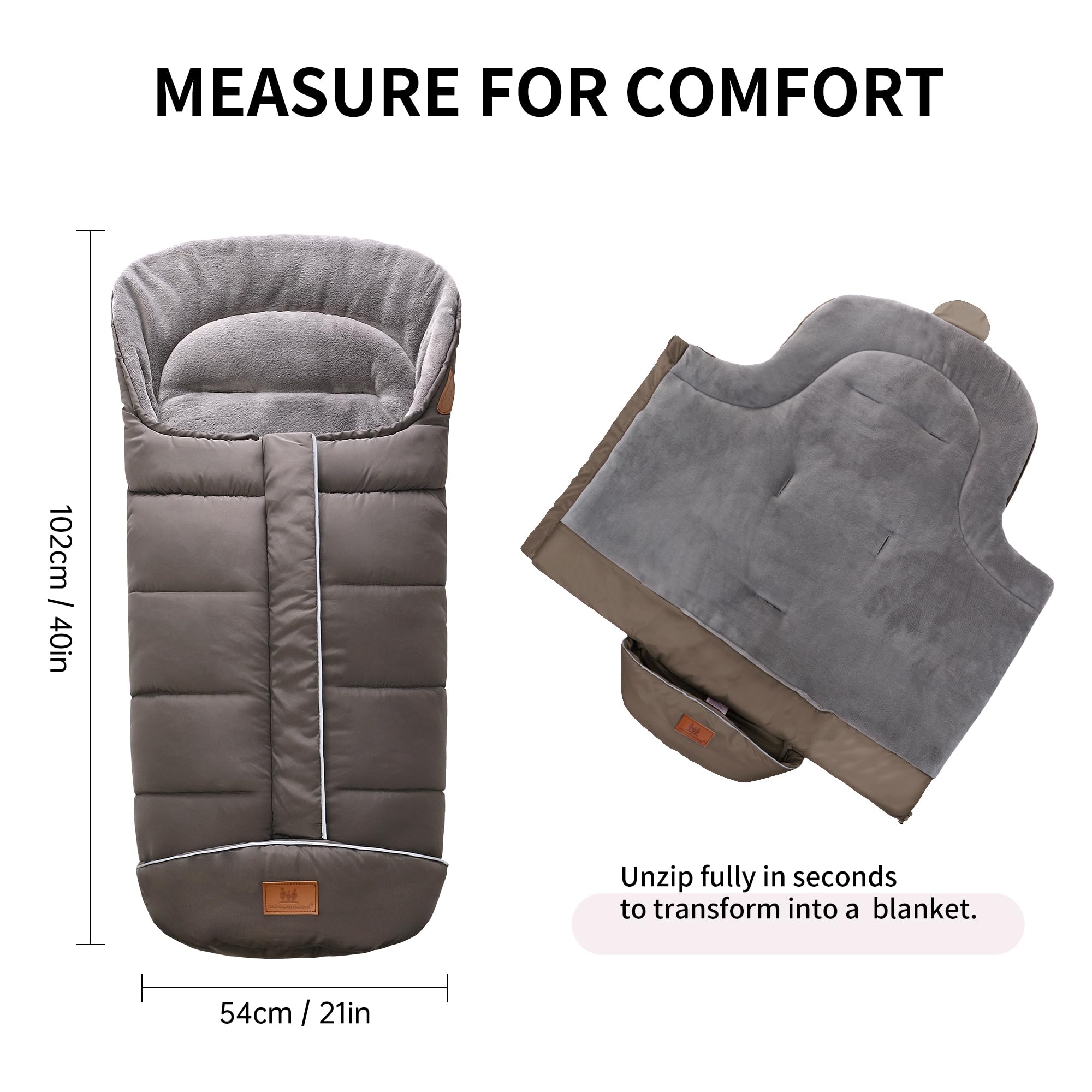 Miracle Baby bunting bag converts to a roomy 2in1 blanket.