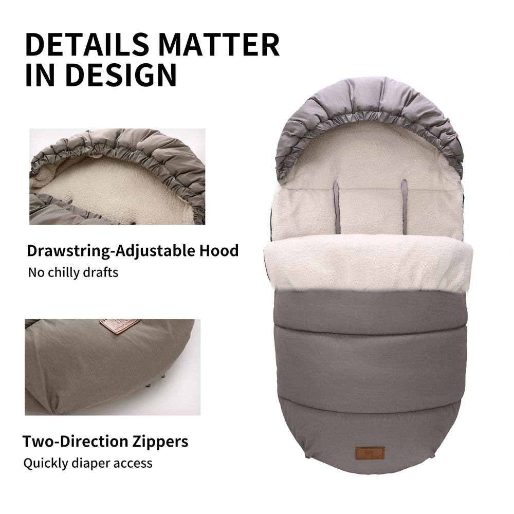 Miracle Baby bunting bag harness openings show stroller compatibility