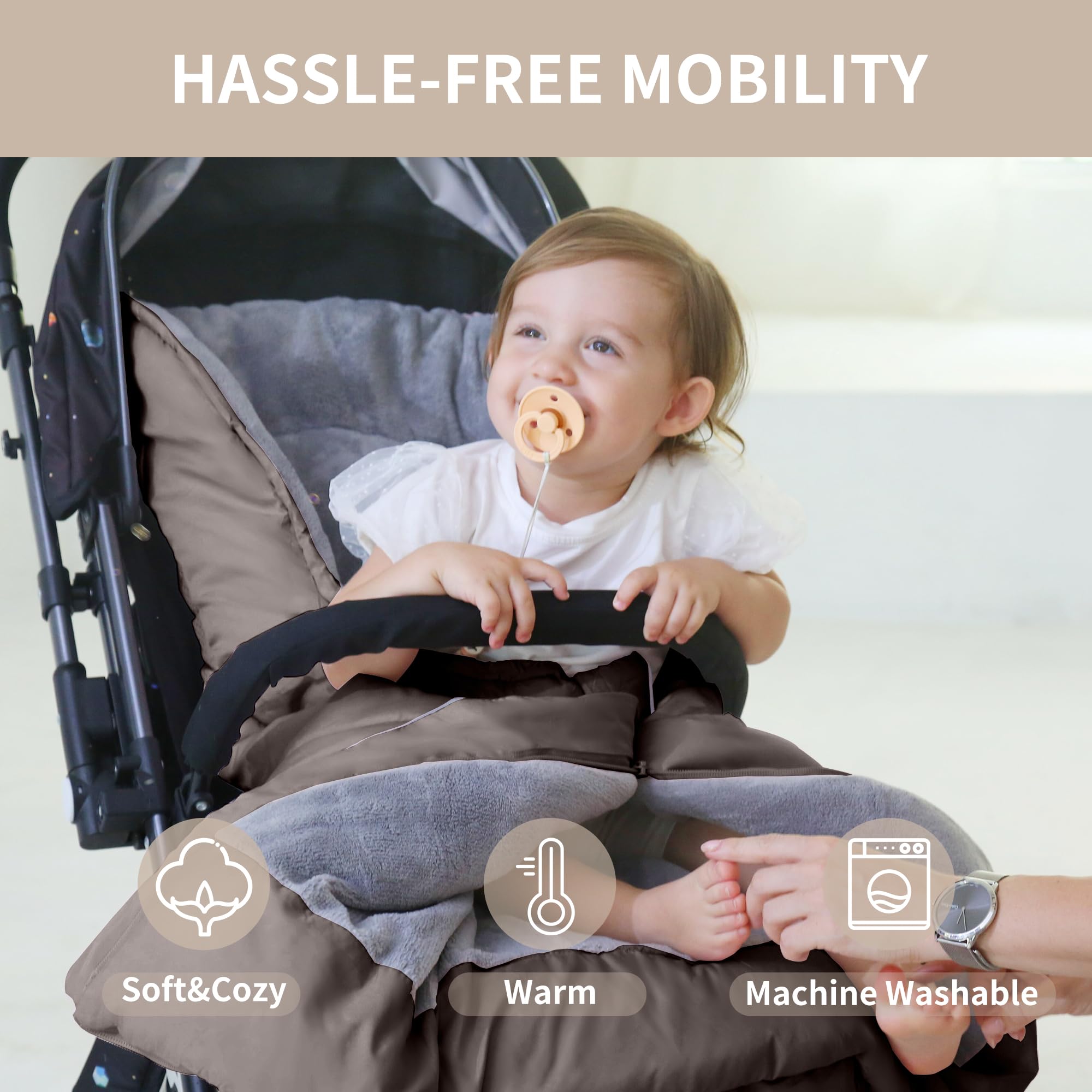 Miracle Baby bunting bag machine washable for easy care.