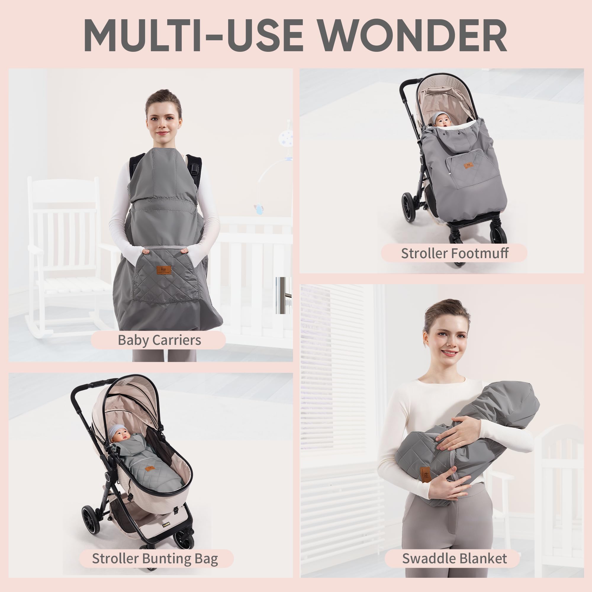 Miracle Baby Carrier Cover folds into a compact storage bag for on-the-go convenience