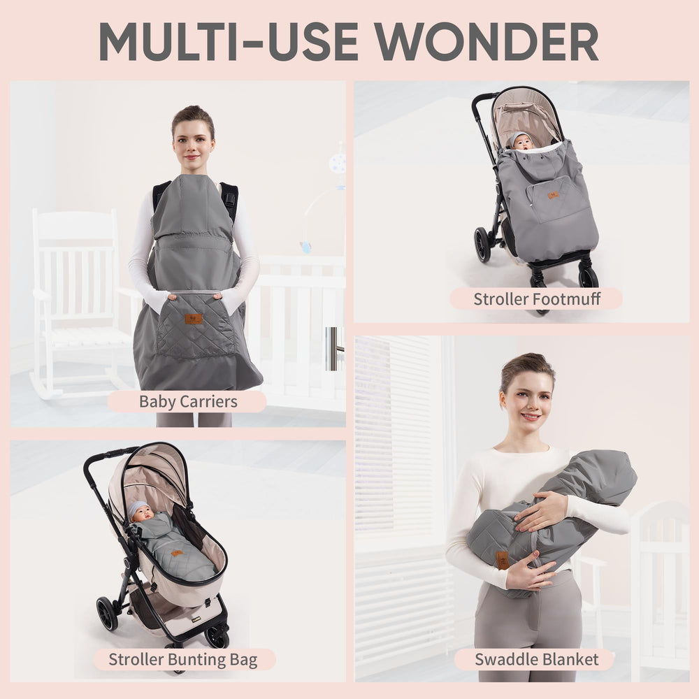 Miracle Baby Carrier Cover folds into a compact storage bag for on-the-go convenience