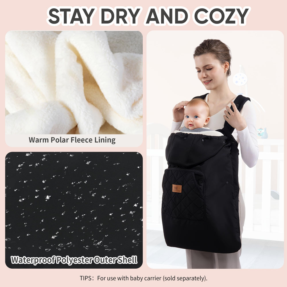 Miracle Baby carrier cover detachable liner adds easy-clean warmth for cold-weather snuggles.