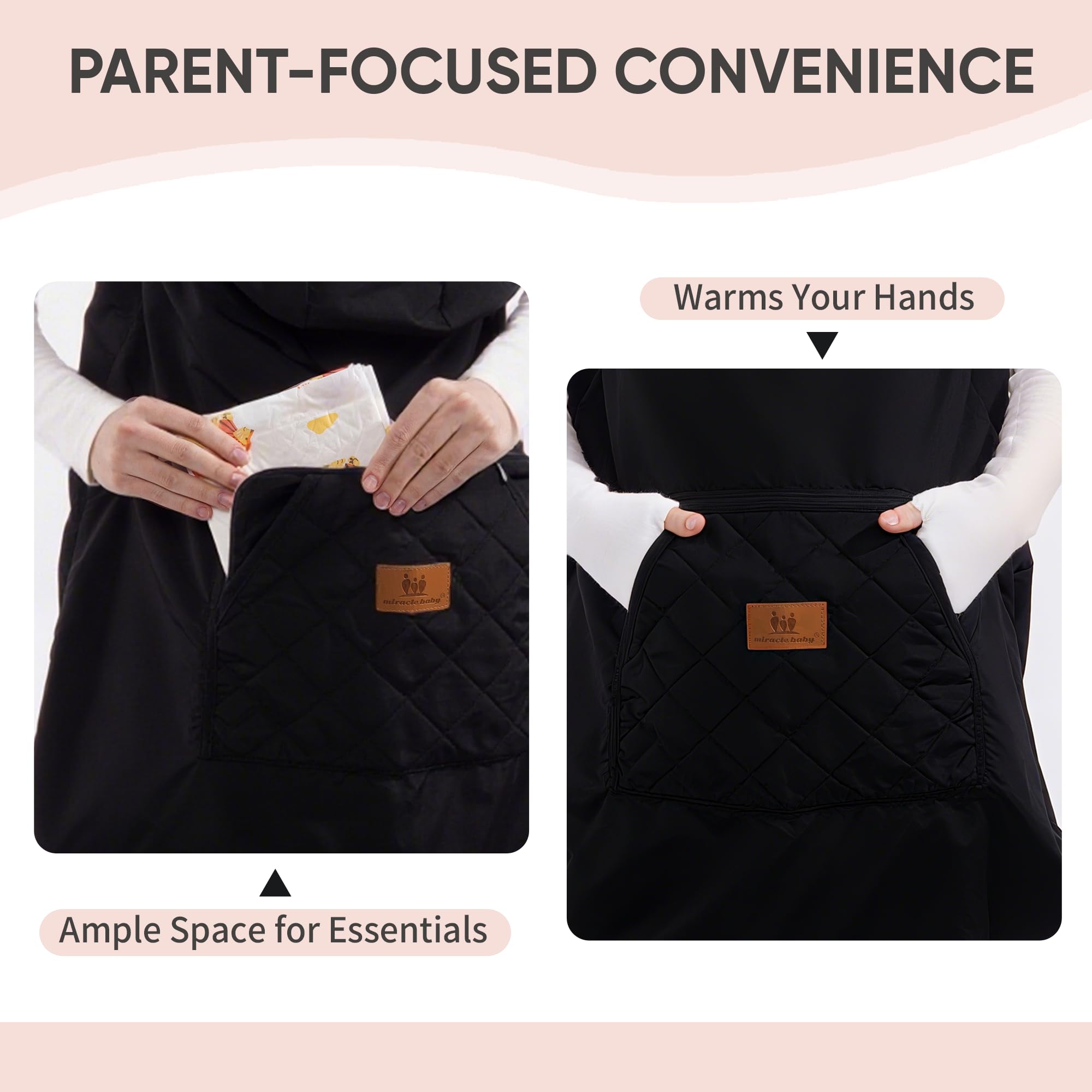 Miracle Baby carrier cover enclosed-foot design keeps tiny toes warm and drafts away.