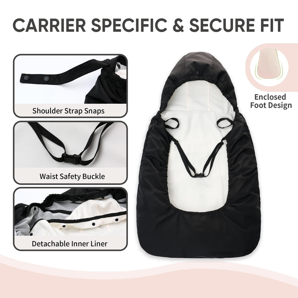 Miracle Baby carrier cover features a parent pocket for quick access to essentials.