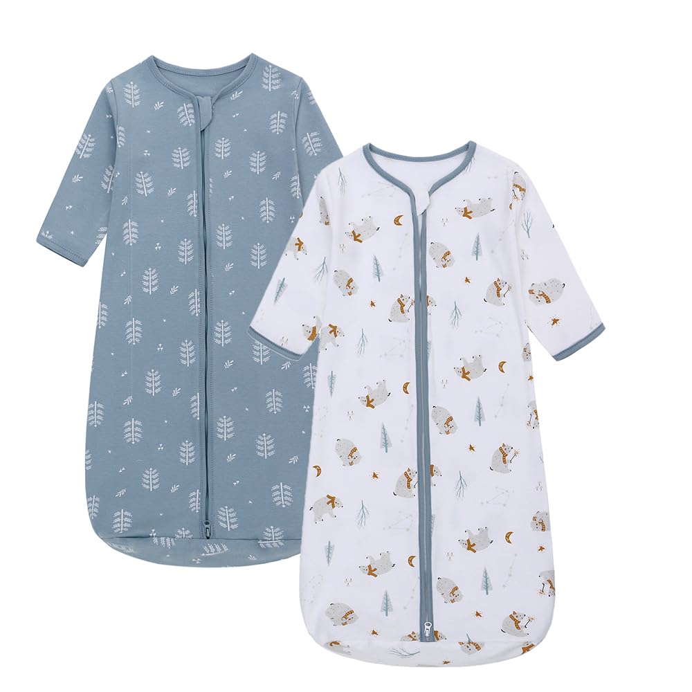 Miracle Baby long sleeve sleep sack 2-pack flat lay highlighting breathable cotton for comfortable night wear