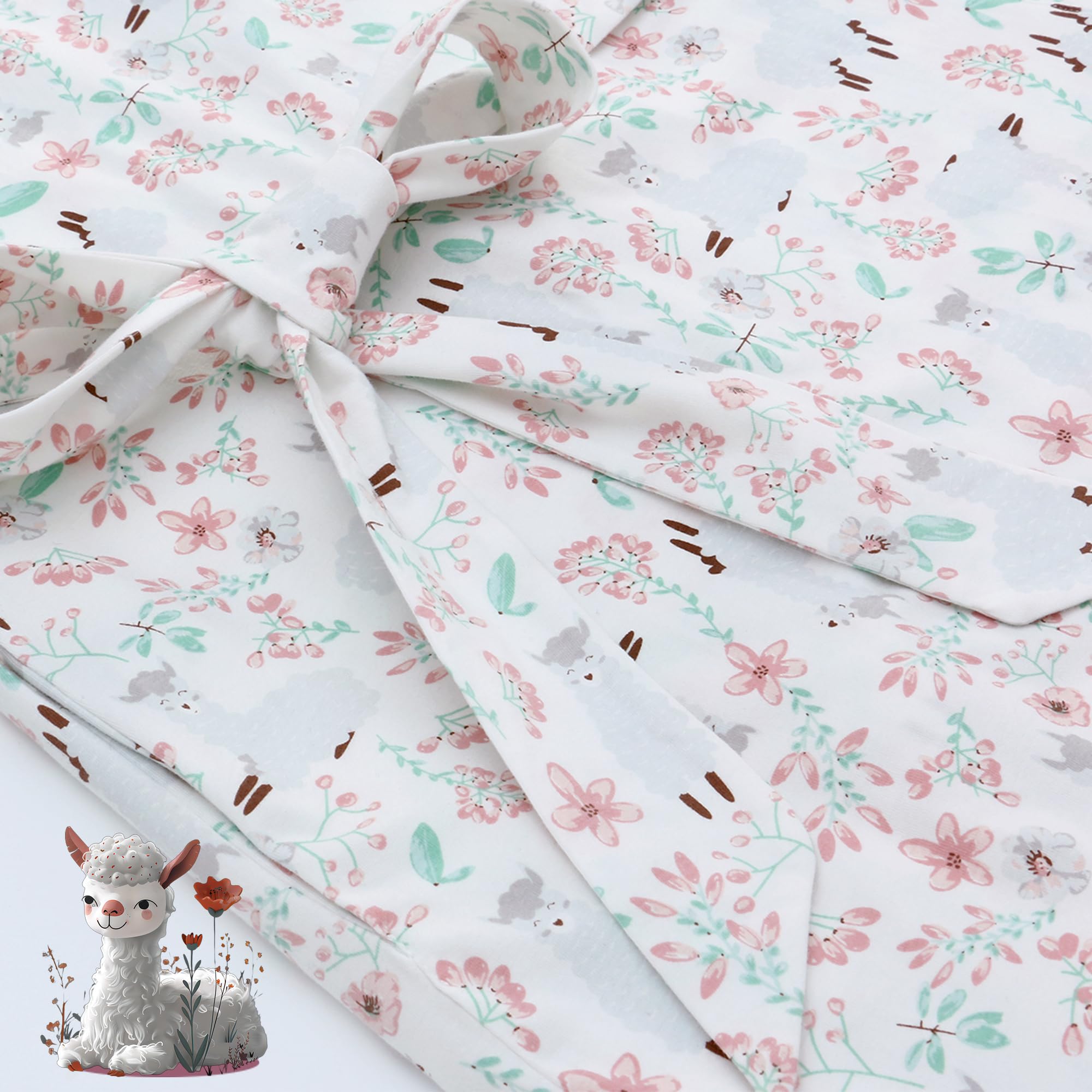 Miracle Baby matching robe and swaddle set on model in a hospital setting