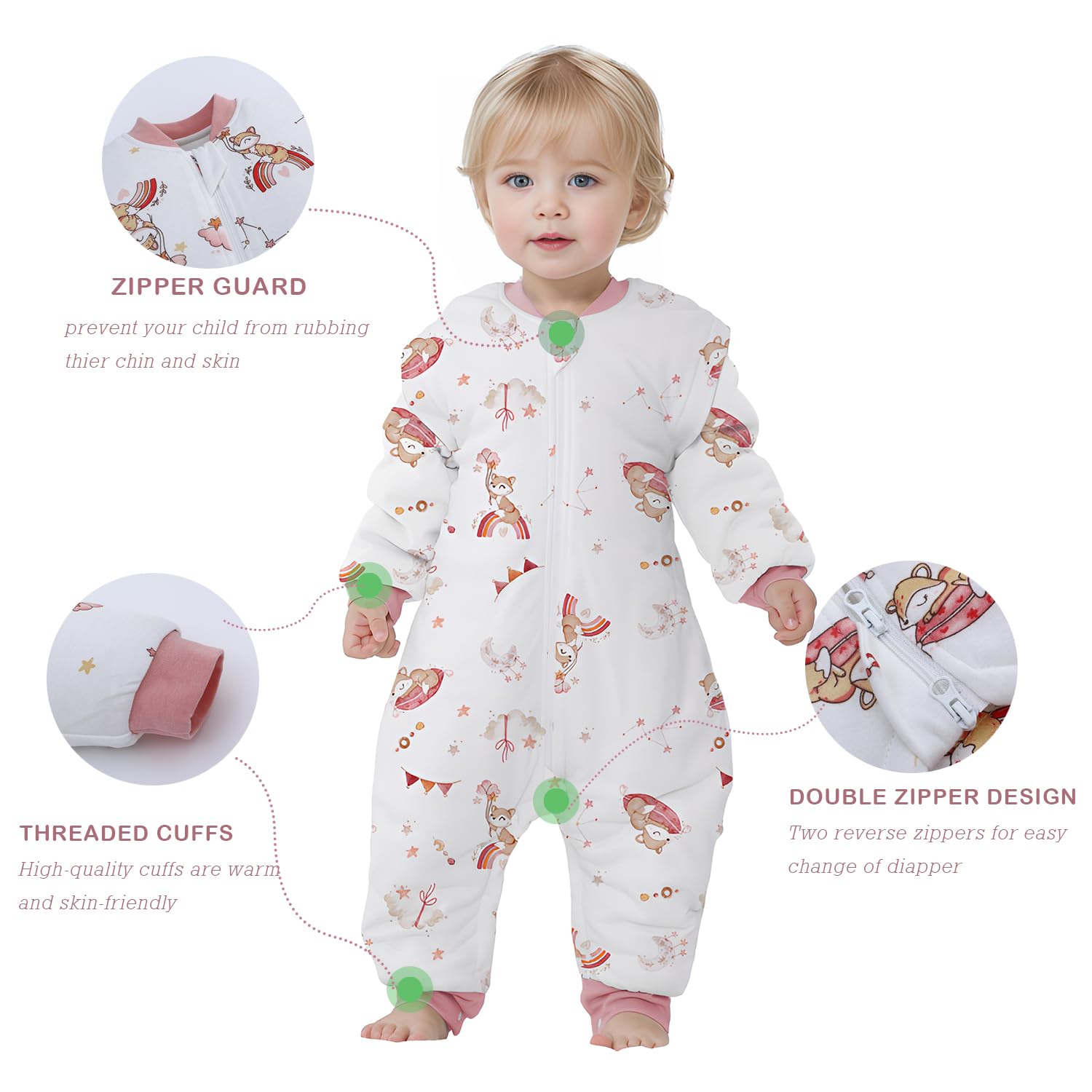 Miracle Baby Sleep Sack 2-Way Zipper – bottom access for quick diaper changes.