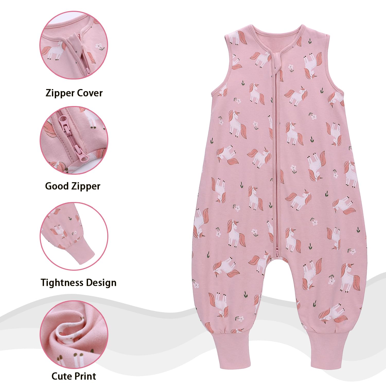 Miracle Baby Sleep Sack with Feet breathable 100% cotton keeps toddlers comfortable.