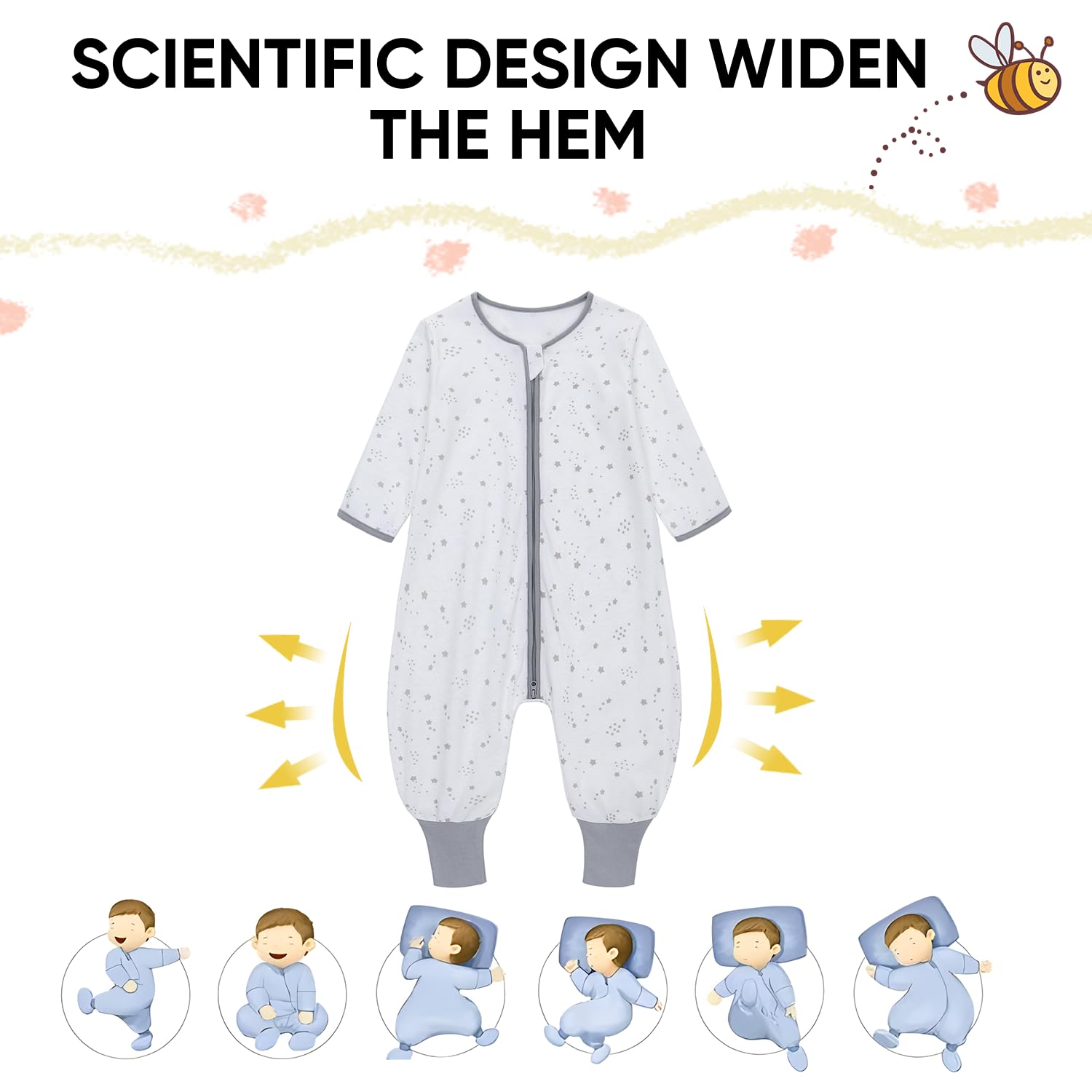 Miracle Baby Sleep Sack extended foot area with elastic closure for secure, flexible fit